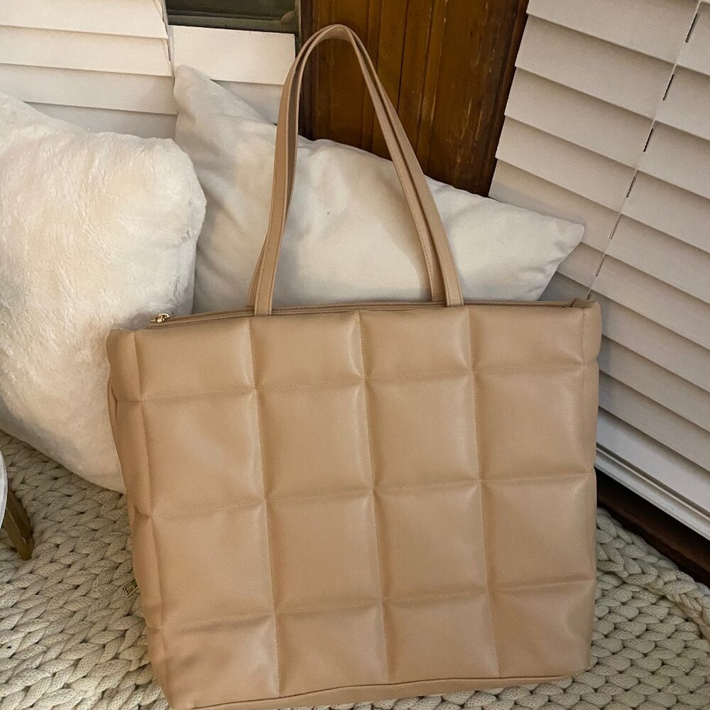 Quilted Tan Tote
